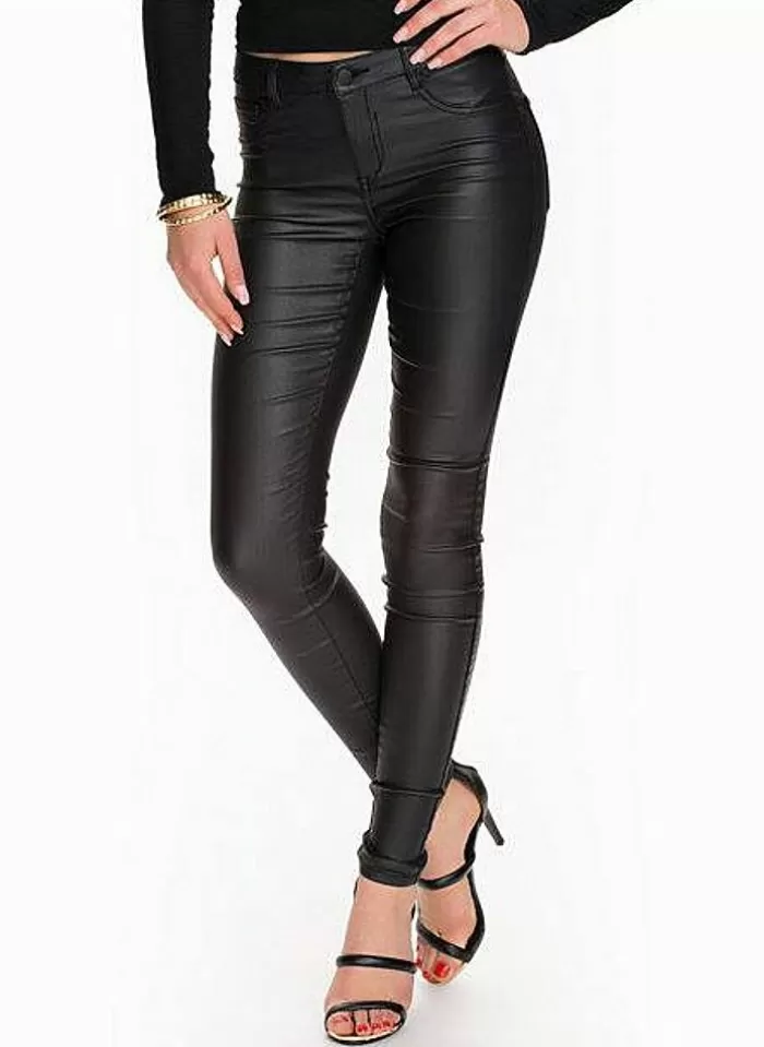 Vila Bestsellertopbroek Van - Vicommit Leatherlook black coated Best Sale