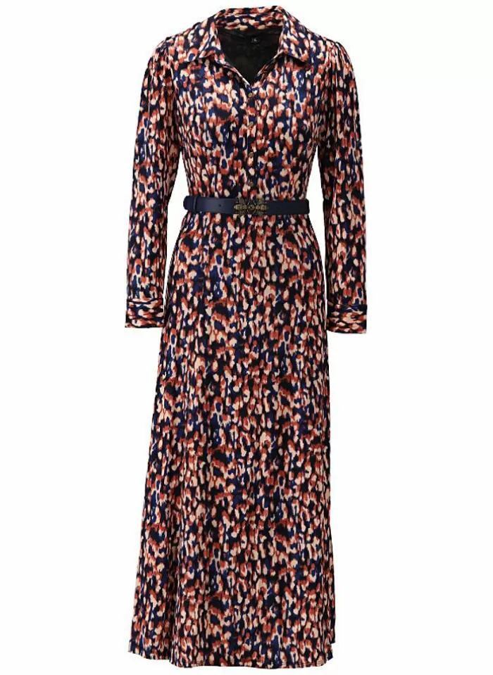 K-design Kleed X129 Maxi Jurk Met Boho Print En Riem (Geleverd) Clearance