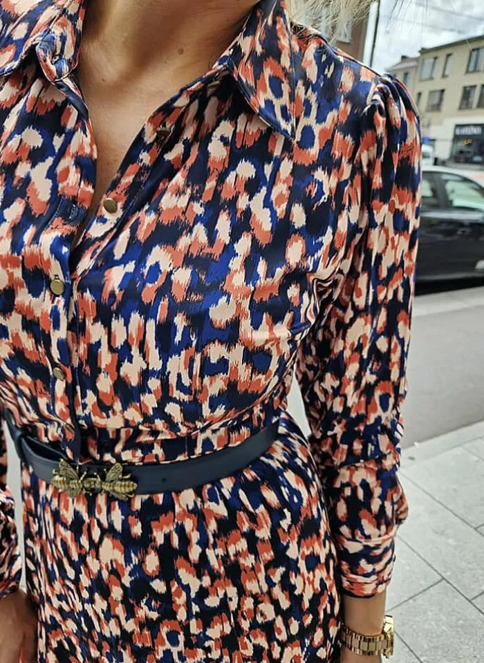 K-design Kleed X129 Maxi Jurk Met Boho Print En Riem (Geleverd) Clearance