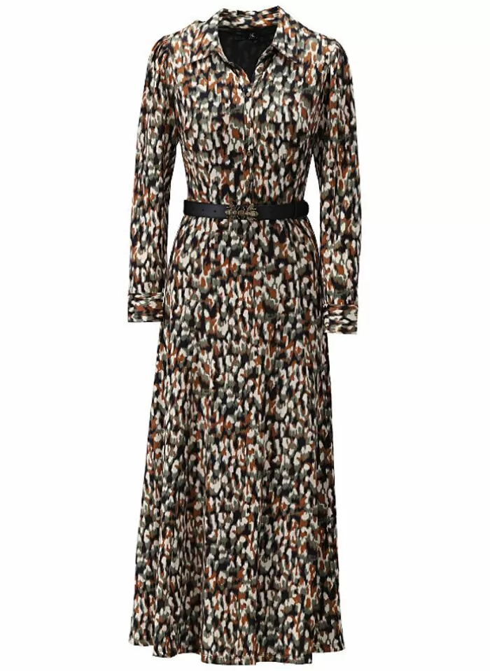 K-design Kleed X129 Maxi Jurk Met Boho Print En Riem (Geleverd) Clearance