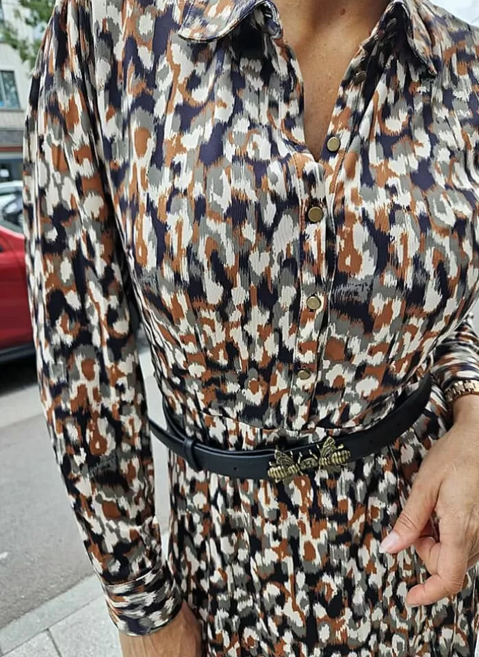 K-design Kleed X129 Maxi Jurk Met Boho Print En Riem (Geleverd) Clearance