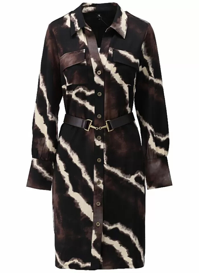 K-design Kleed X385 Jurk Met Print, Knopen En Riem (Pre Order) p668 Store