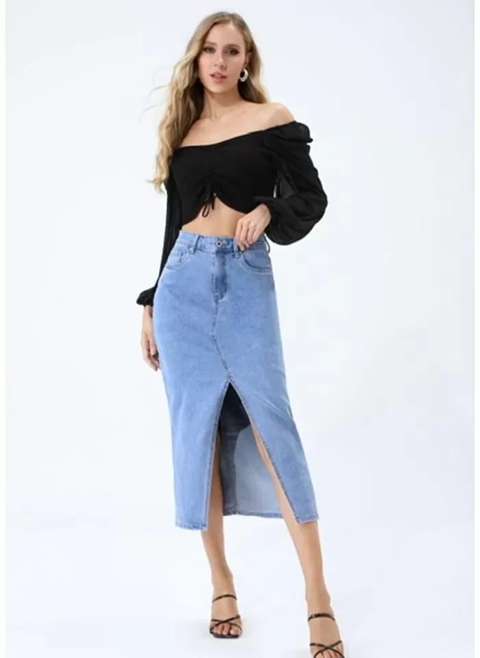 Musthaves Jeansrok Denim 3/4 blauw Hot