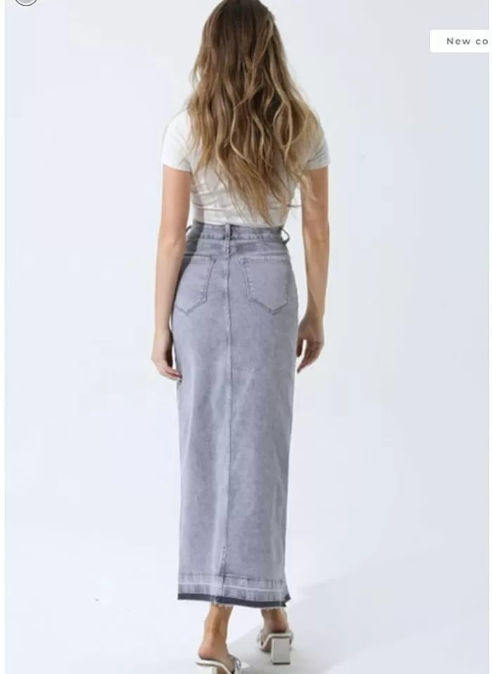 Musthaves Rok Denim Long Grijs Cheap