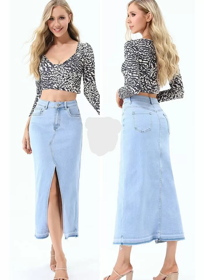 Musthaves Rok Jeans Lang Boord Licht blauw Flash Sale