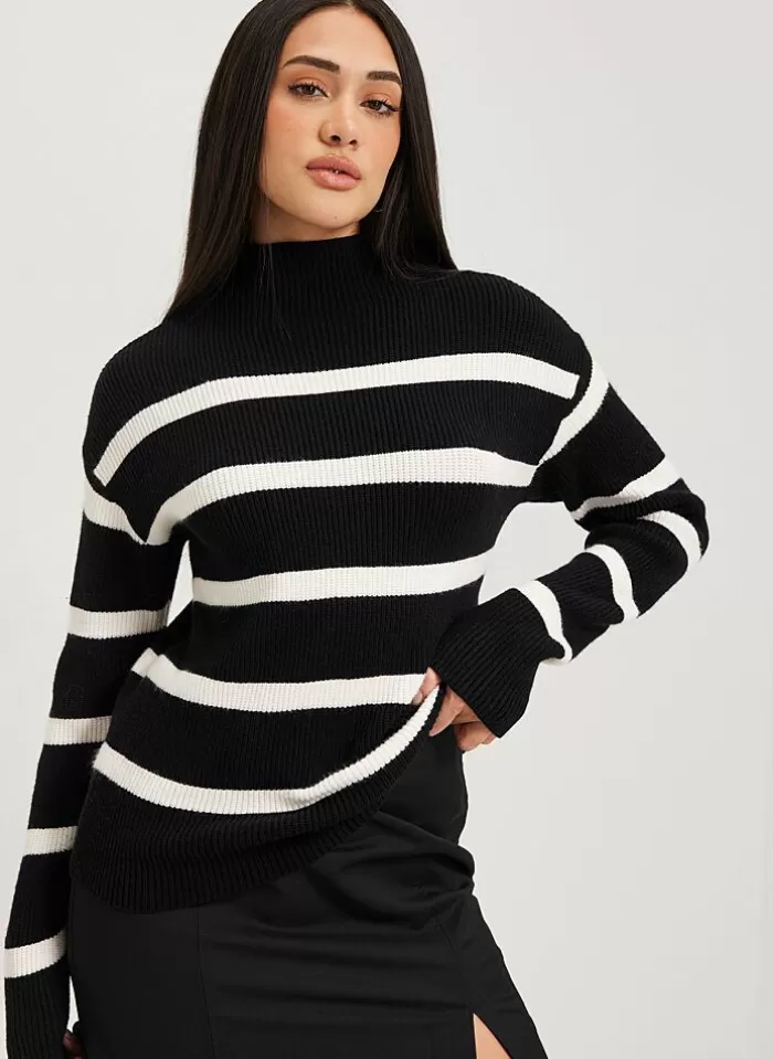 Vila Pull Ril Mockneck (Noos) zwart/wit Store